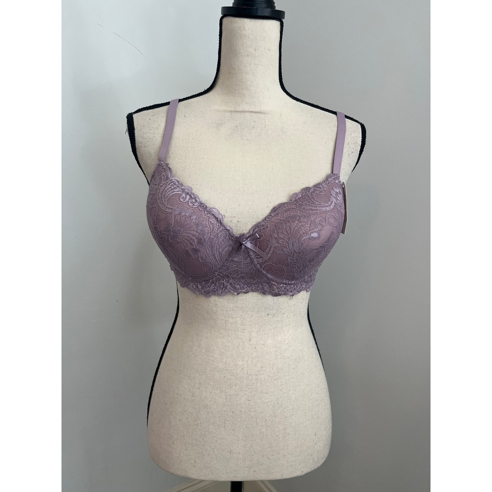 Lavender Lace‎ Push Up Bra 38C Underwire Padded Bra Coquette Romantic Soft Girl